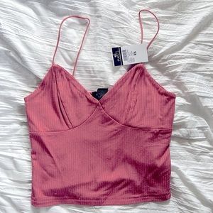Pink Fitted Ribbed Tank Top